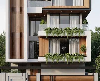 Modern house finished from a 3D elevation design